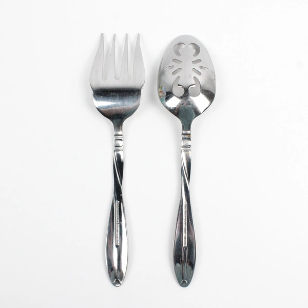 Lot Of 2 International Silver Modern Twist (Stainless, Frosted) Serving Set