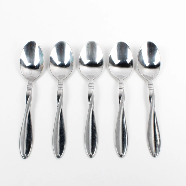 Lot Of 5 International Silver Modern Twist (Stainless, Frosted) Teaspoons