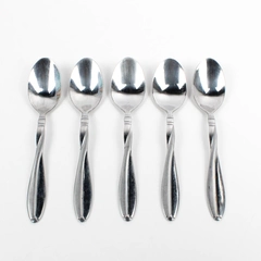 Lot Of 5 International Silver Modern Twist (Stainless, Frosted) Teaspoons