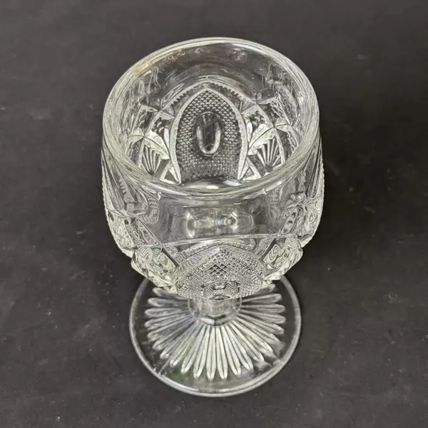 Antique U.S. Glass Cannonball Pinwheel Goblet 6 inch