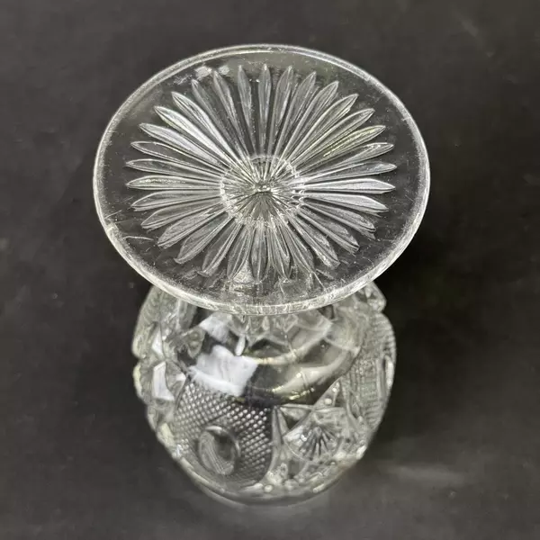 Antique U.S. Glass Cannonball Pinwheel Goblet 6 inch