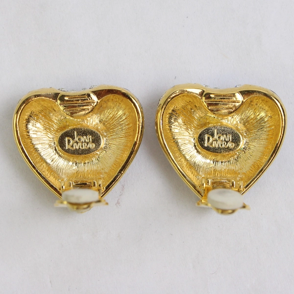 Joan Rivers Black Enamel Gold-Tone and Silver-Tone Clip On Heart Earrings