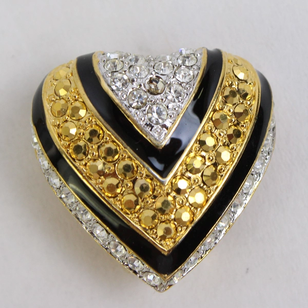 Joan Rivers Black Enamel Gold-Tone and Silver-Tone Clip On Heart Earrings