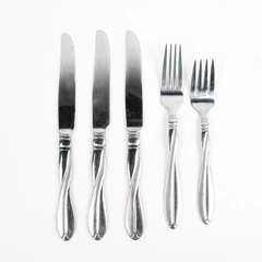 Lot Of 5 International Silver Modern Twist (Stainless, Frosted) Knives & 2 Forks