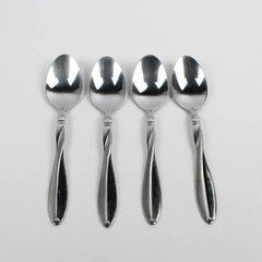 Lot Of 4 International Silver Modern Twist (Stainless, Frosted) Soup Spoons