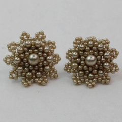 Vintage Faux Pearl Screw On Earrings 1"
