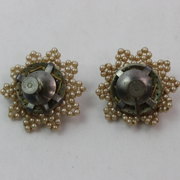 Vintage Faux Pearl Screw On Earrings 1"