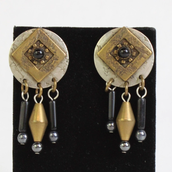 Marjorie Baer SF Mixed Metal Dangle Boho Coin 2" Earrings