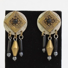 Marjorie Baer SF Mixed Metal Dangle Boho Coin 2" Earrings