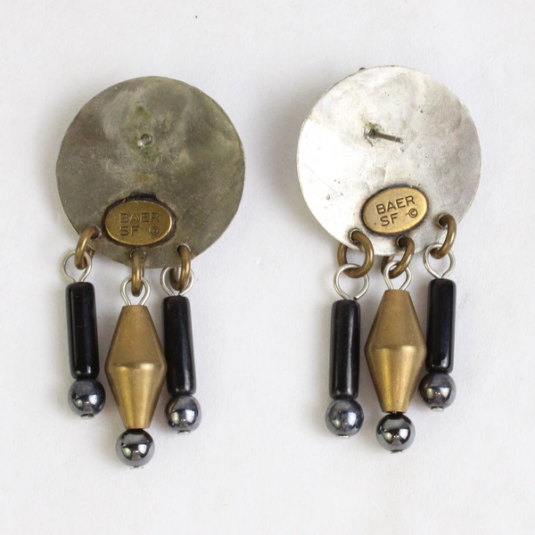 Marjorie Baer SF Mixed Metal Dangle Boho Coin 2" Earrings