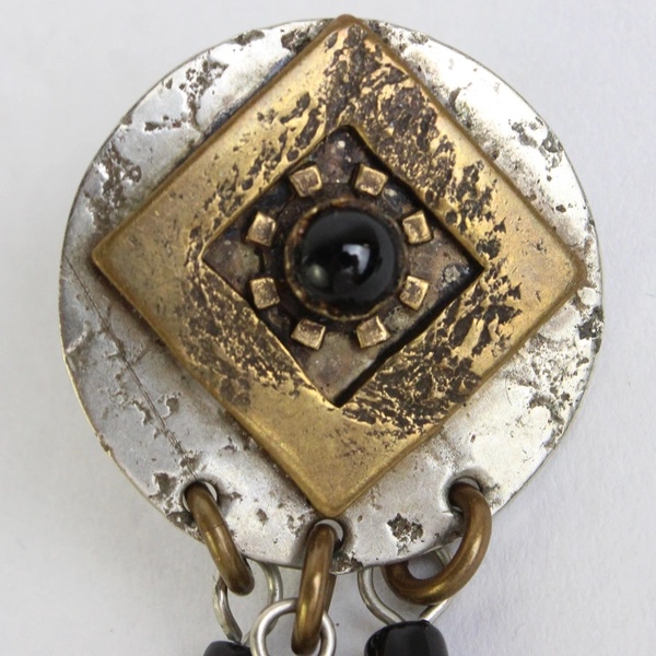 Marjorie Baer SF Mixed Metal Dangle Boho Coin 2" Earrings