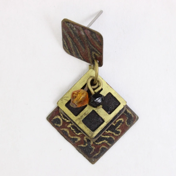 Mixed Metal Animal Print Design Boho Dangle Earrings