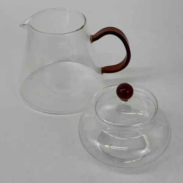 Glass Blooming Tea Teapot With Lid And Tea Bag Holder Red Handles
