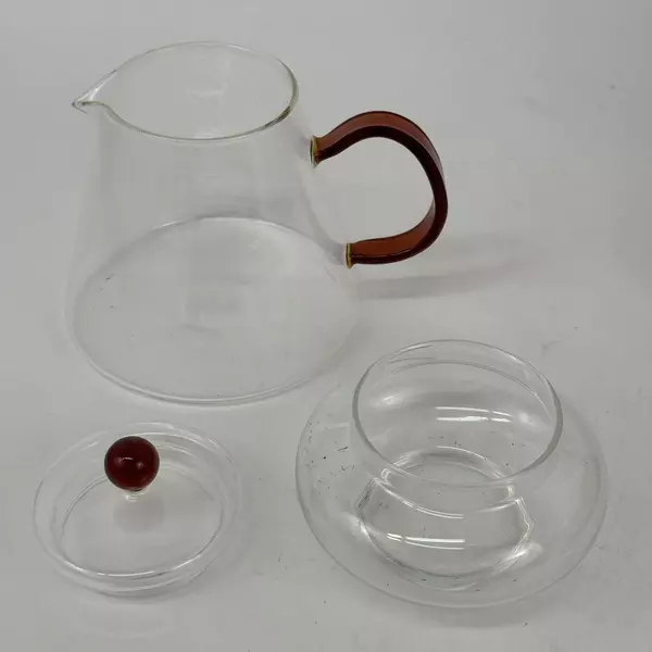 Glass Blooming Tea Teapot With Lid And Tea Bag Holder Red Handles