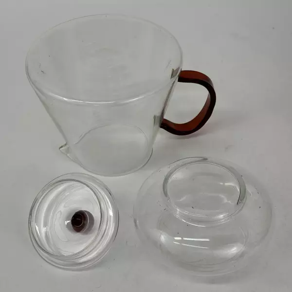 Glass Blooming Tea Teapot With Lid And Tea Bag Holder Red Handles