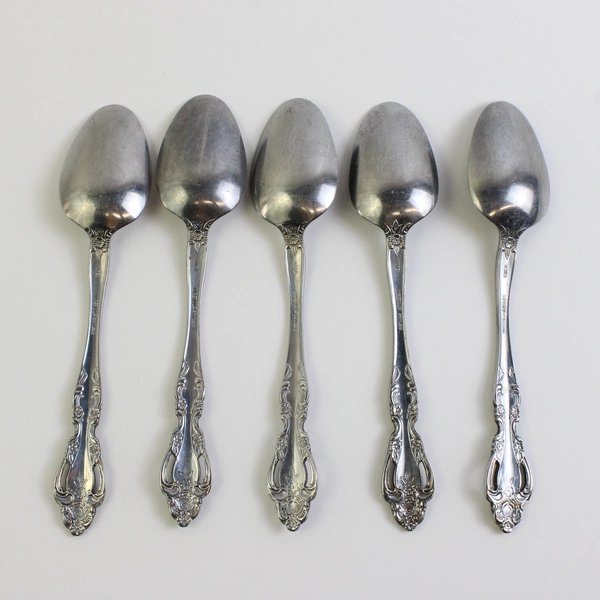 Lot of 5 International Chalmette Stainless Steel Soup Spoons