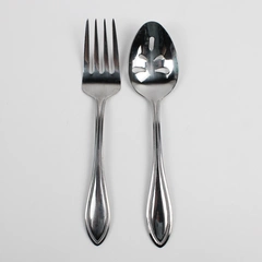 Lot Of 2 International Silver American Bead Flatware Serving Fork & Spoon