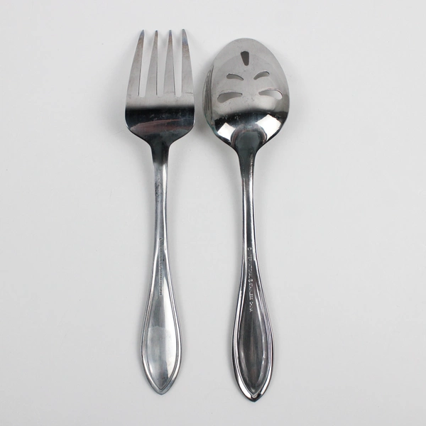 Lot Of 2 International Silver American Bead Flatware Serving Fork & Spoon