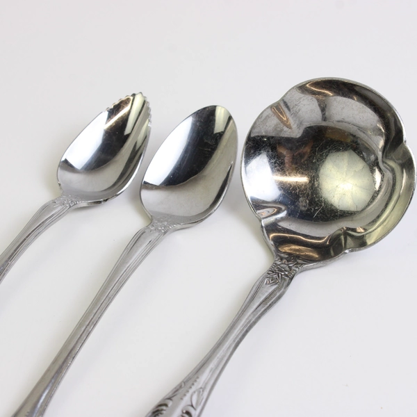 4 Piece Set International Chalmette Stainless Steel Flatware Ladel Fork Spoons