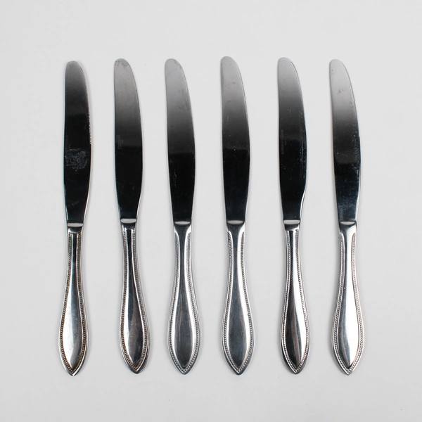 Lot Of 6 International Silver American Bead (Stainless) Flatware Knives 9.5"