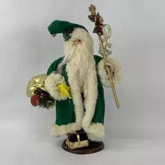 Old World Santa Figurine With Staff Bag and Gifts