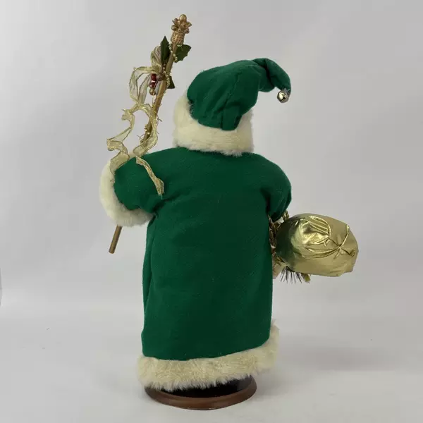 Old World Santa Figurine With Staff Bag and Gifts