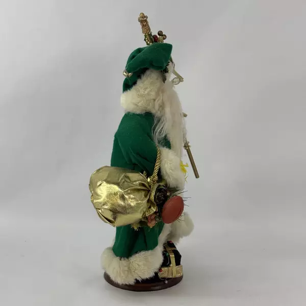Old World Santa Figurine With Staff Bag and Gifts