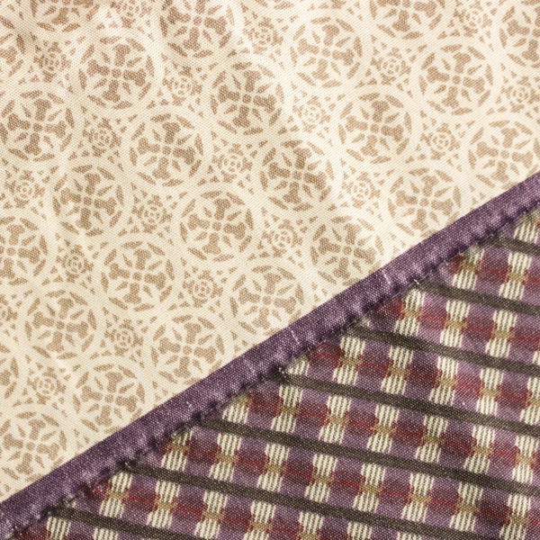 Set of 2 Handmade Vintage Queen Pillowcases Beige and Purple