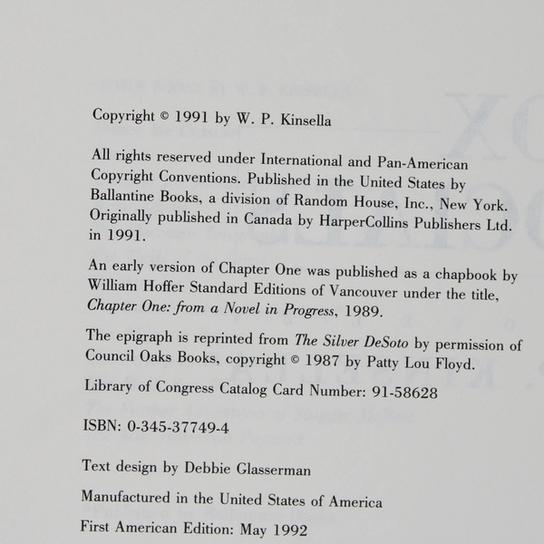 Box Socials by W P Kinsella 1992 Hardcover Dust Jacket