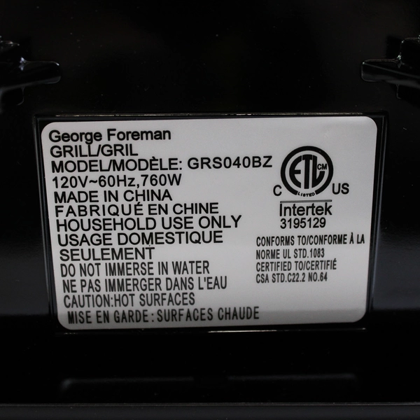 George Foreman Electric Indoor Grill Panini Press Black Model GRS040BZ