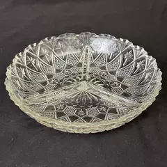Gibson Designs Jewelite 3 Part Clear Glass Divided Relish Dish 8 inch