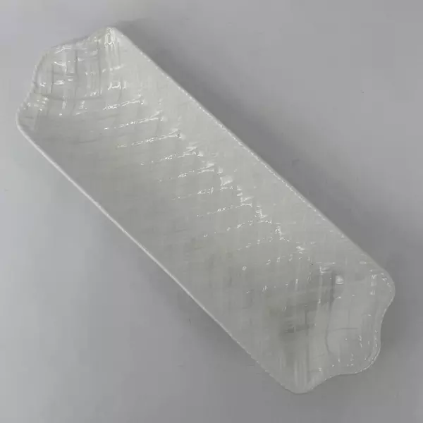 Vintage Louçarte White Basket Weave Serving Appetizer Tray Dish 19" Portugal