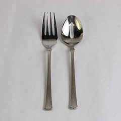 2 Piece Set Mikasa Verona Stainless Steel Cold Meat Serving Fork & Serving Spoon