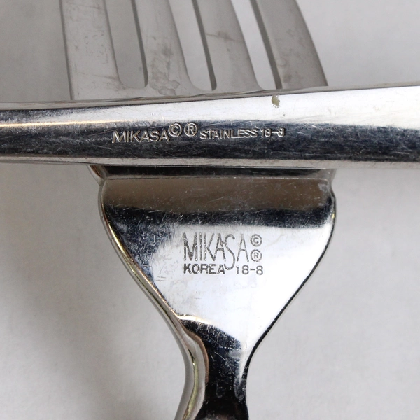 2 Piece Set Mikasa Verona Stainless Steel Cold Meat Serving Fork & Serving Spoon