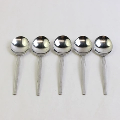 Lot Of 5 International Silver Futura (Stainless) Flatware Round Soup 7" Spoons