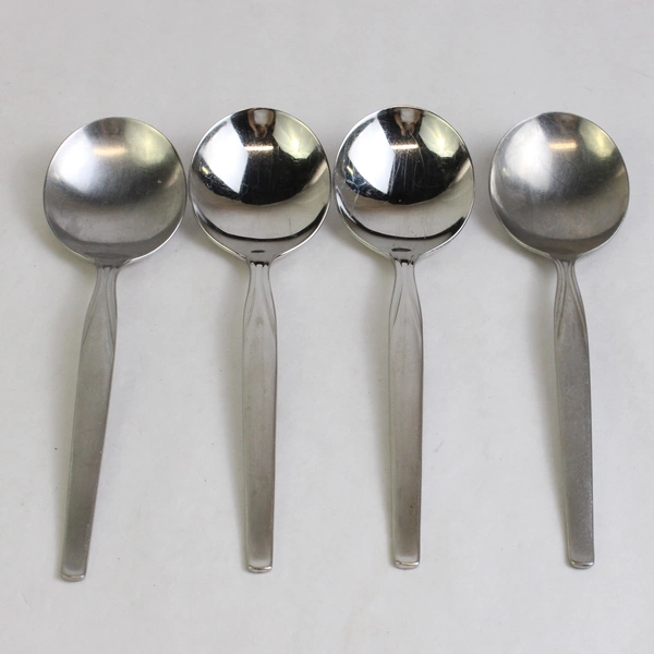 Lot Of 4 International Silver Futura (Stainless) Flatware Round Soup Spoons