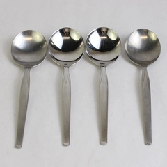 Lot Of 4 International Silver Futura (Stainless) Flatware Round Soup Spoons