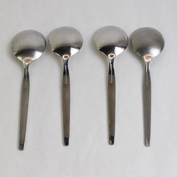 Lot Of 4 International Silver Futura (Stainless) Flatware Round Soup Spoons