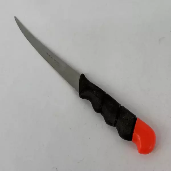 High Carbon Steel Fishing Filet Knife Black Handle With Orange Tip