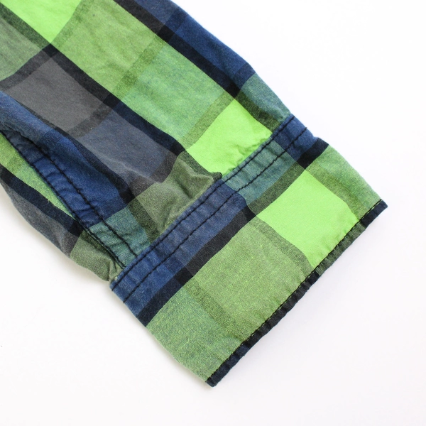 Shawn White Green Blue and Gray Plaid Button-Up Boys' Large