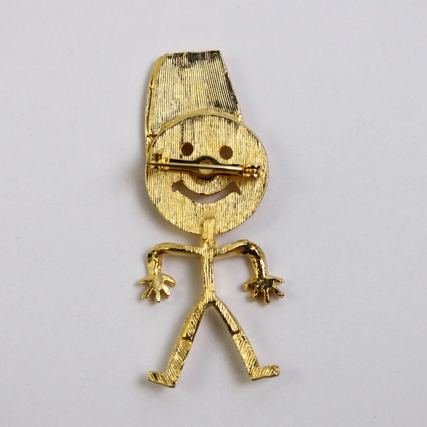 Vintage Gold-Tone Masonic Stickman with Fez Brooch Pin