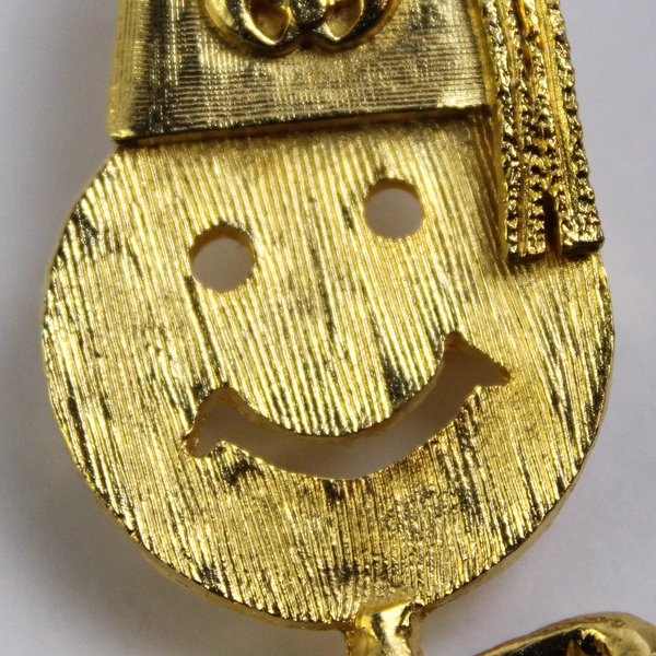 Vintage Gold-Tone Masonic Stickman with Fez Brooch Pin