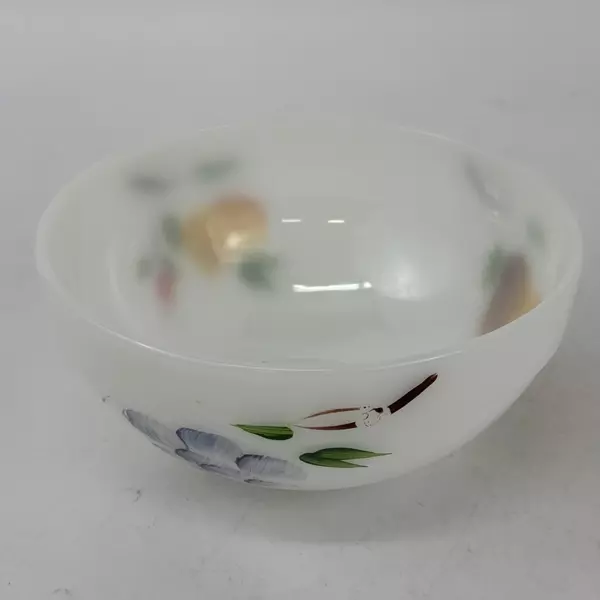VTG Anchor Hocking Fire King Fruits White Hand Painted Mixing Bowl 7.25 Inch