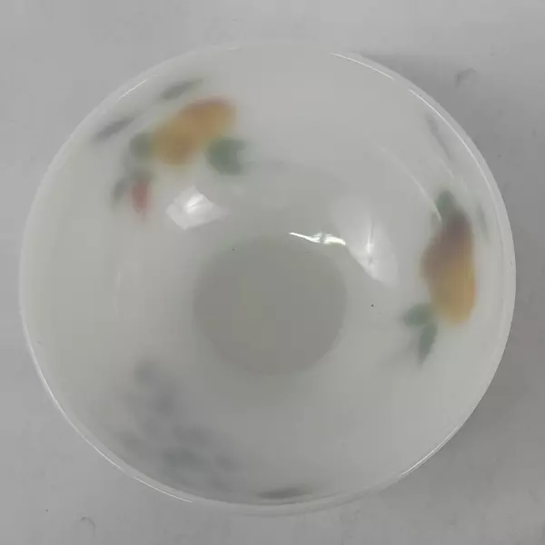 VTG Anchor Hocking Fire King Fruits White Hand Painted Mixing Bowl 7.25 Inch