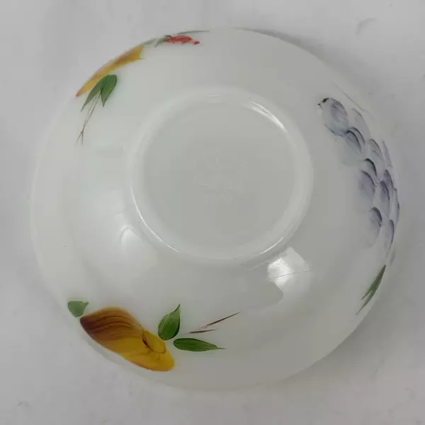 VTG Anchor Hocking Fire King Fruits White Hand Painted Mixing Bowl 7.25 Inch
