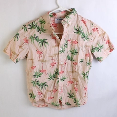 Old Navy Pink Flamingo Print Short-Sleeve Button-Down Boys' Size Medium 8