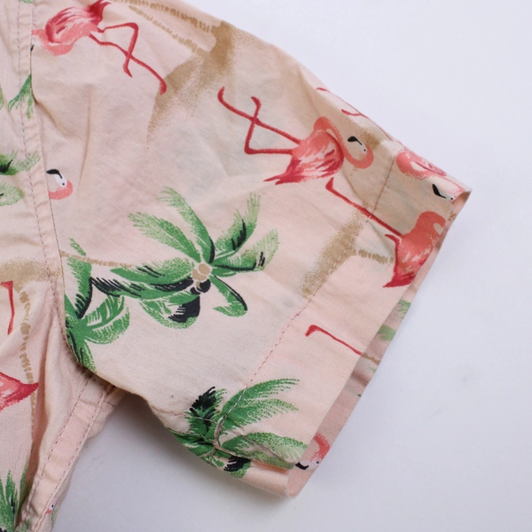 Old Navy Pink Flamingo Print Short-Sleeve Button-Down Boys' Size Medium 8