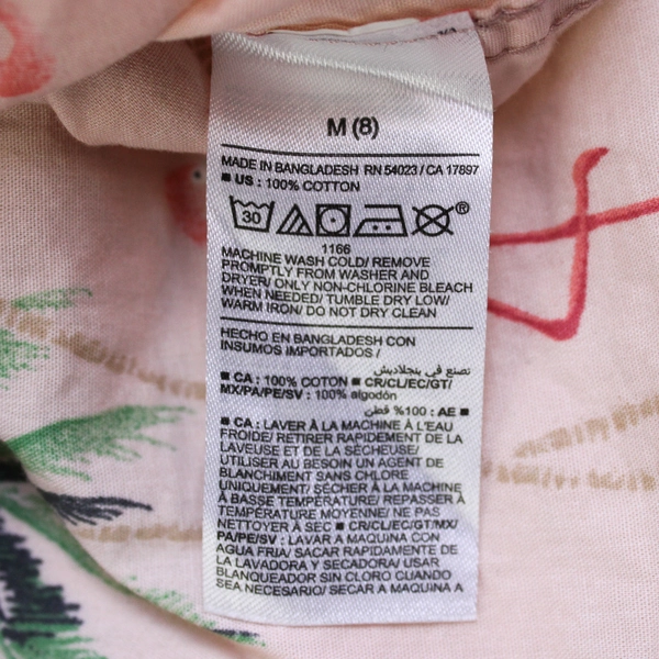 Old Navy Pink Flamingo Print Short-Sleeve Button-Down Boys' Size Medium 8