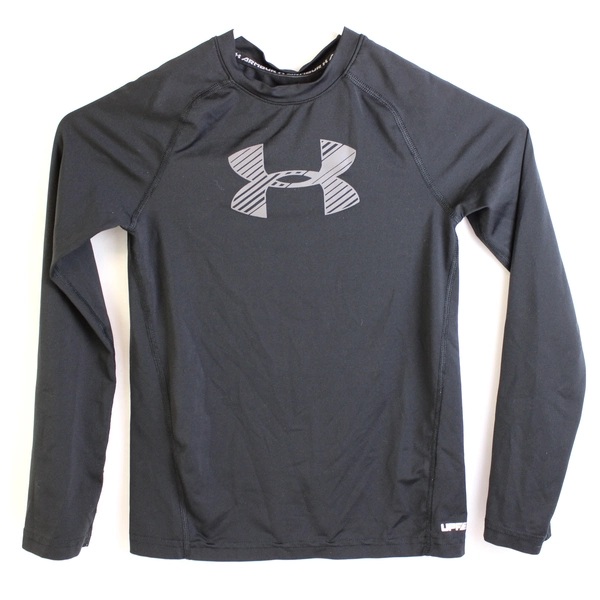 Under Armour Black Long-Sleeve Fitted Rash Guard Youth Boys' Small