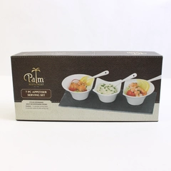 Palm Restaurant 7 Pc Appetizer Serving Set Solid White Ceramic